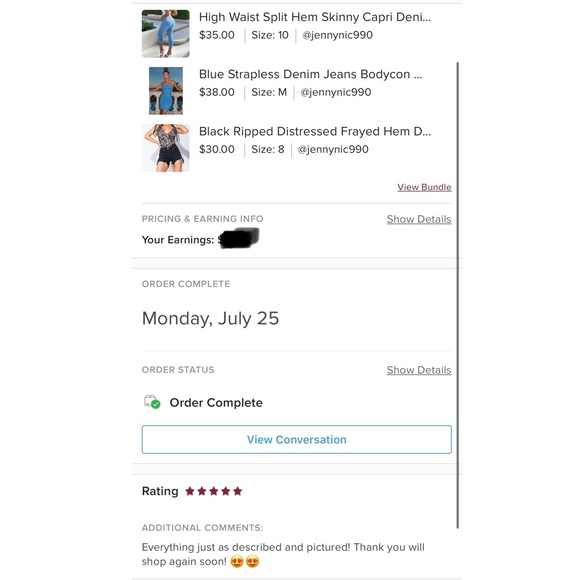 Blue High Waist Split Hem Skinny Capri Jeans Denim Pants - Picture 3 of 8